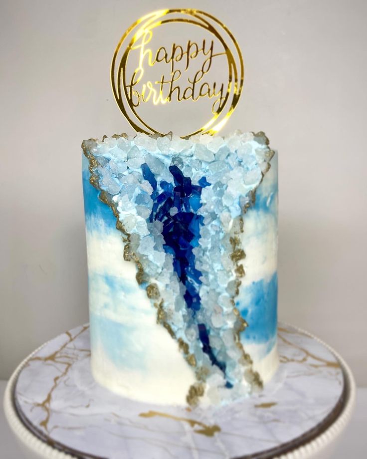 Light Blue Geode Birthday Cake