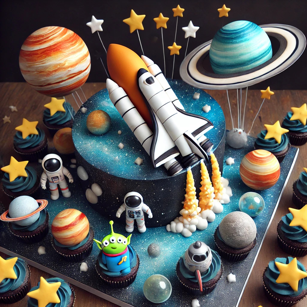 Rocket Ship and Planet Cake