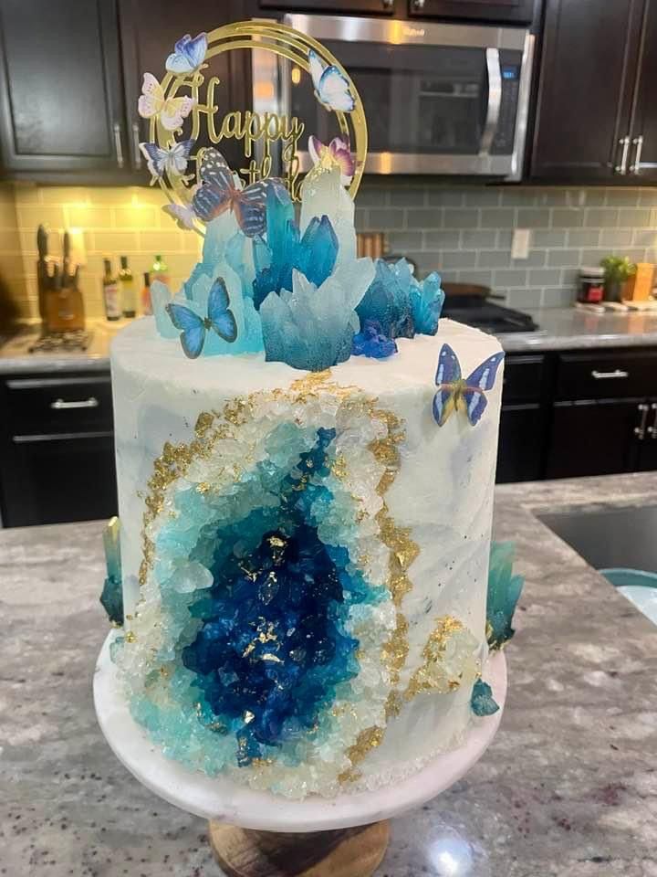 Icy Blue Marble Cake