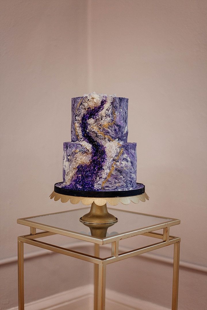 Purple and Gold Marble Effect Cake