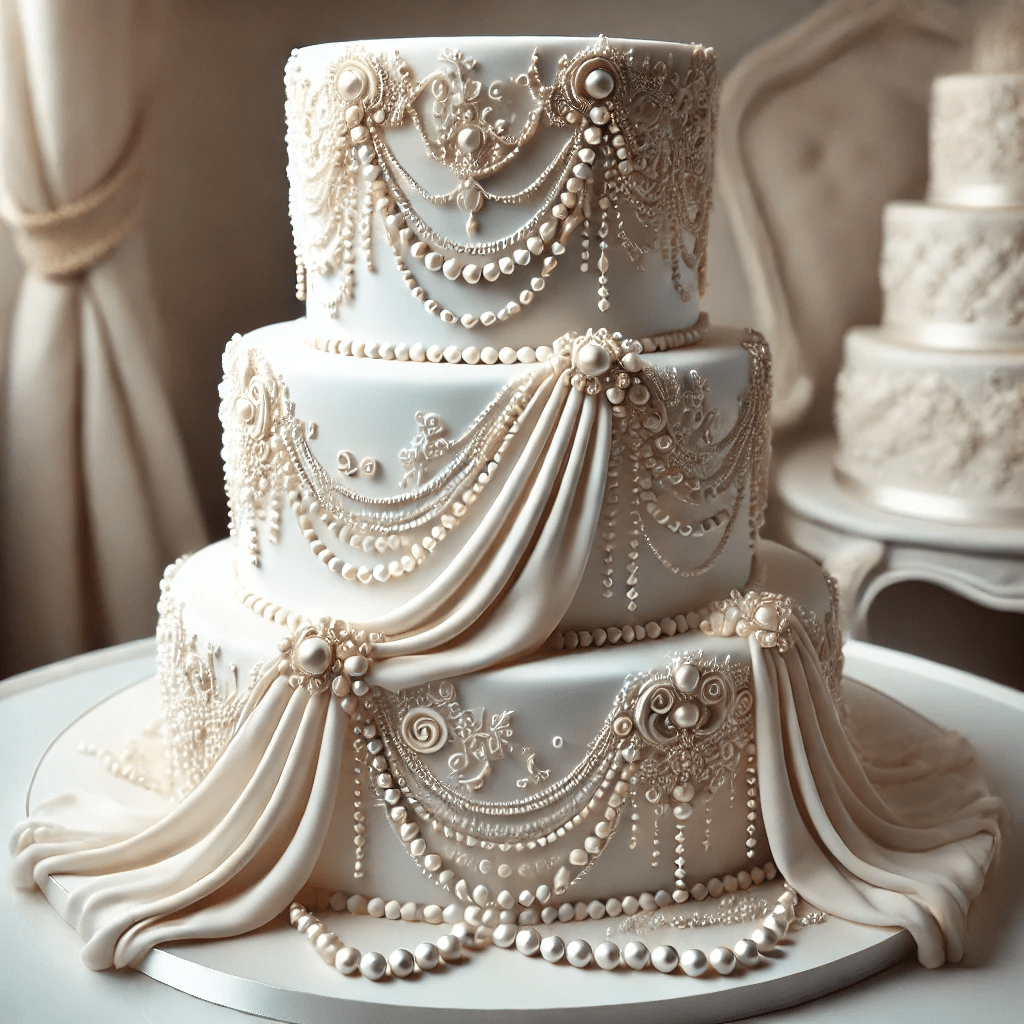 Wedding Cakes with Pearls and Swags