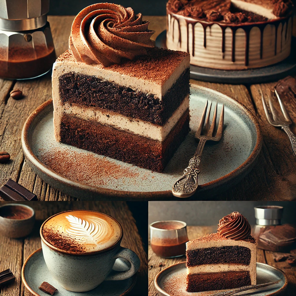 Chocolate Marble Cake with a Cup of Coffee